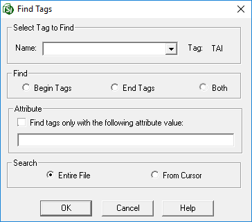 Illustration SI Editor's Find Tags Dialog Box