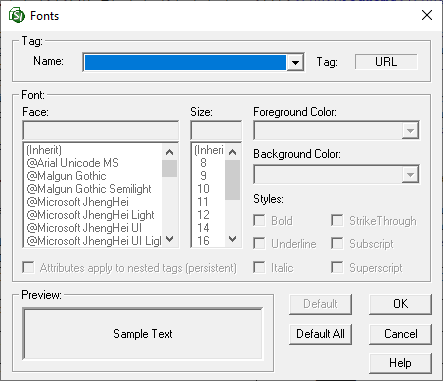 Illustration SI Editor's Format Menu - Font Topic