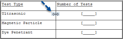 Illustration SI Editor's Formatted Table - Adjust Column With Mouse