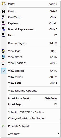 Illustration SI Editor's Right-Click Menu When No Text Is Selected