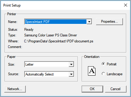 Illustration SI Explorer's File Menu - Printer Setup