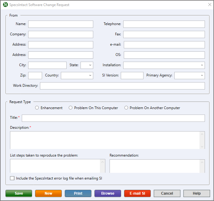 Illustration SI Explorer's Tools Menu - Software Change Request: Create/Edit form
